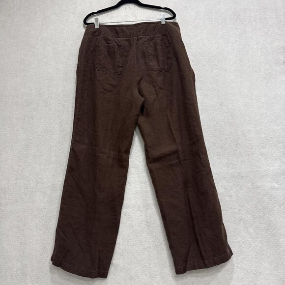 INC International Concepts Pants Womens 16 Brown Linen Wide Leg Drawstring - Picture 8 of 9